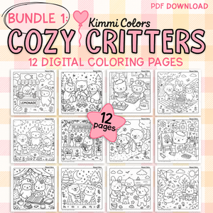 Bundle 1: Cozy Critters Digital Coloring Pages