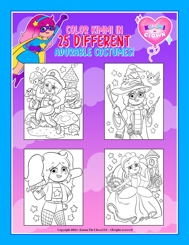 KIMMI THE CLOWN™ LET'S DRESSUP! COLORING BOOK Kimmi The Clown